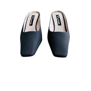 Nina‎ Women Black Square Toe Block Heel Mules Size 9 M